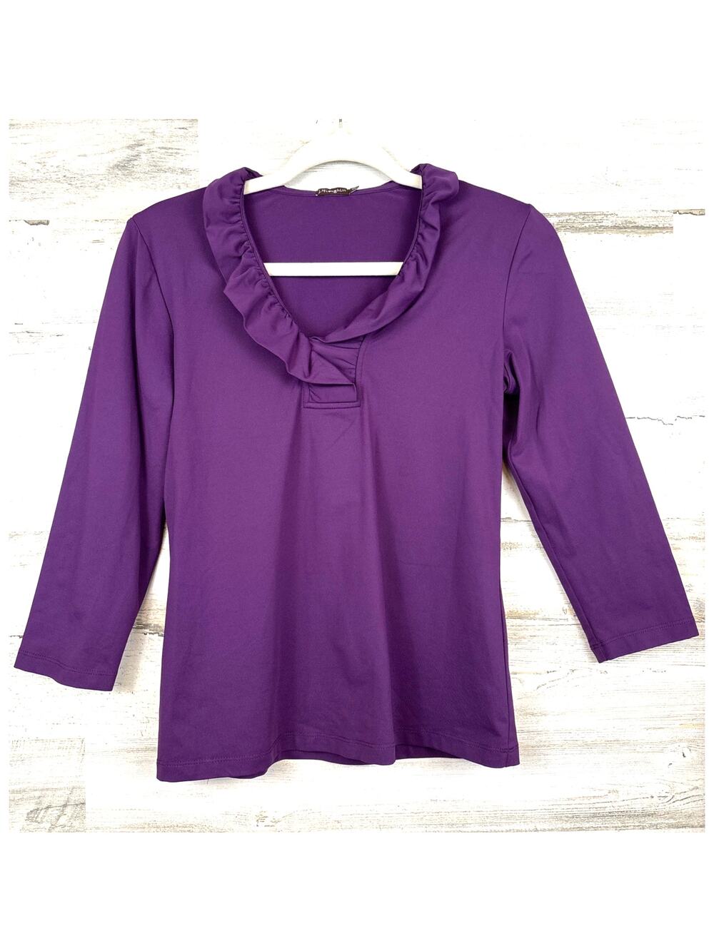 J. McLaughlin Catalina Cloth Ruffle Neck Top Womens XS PurplePreppy Chic